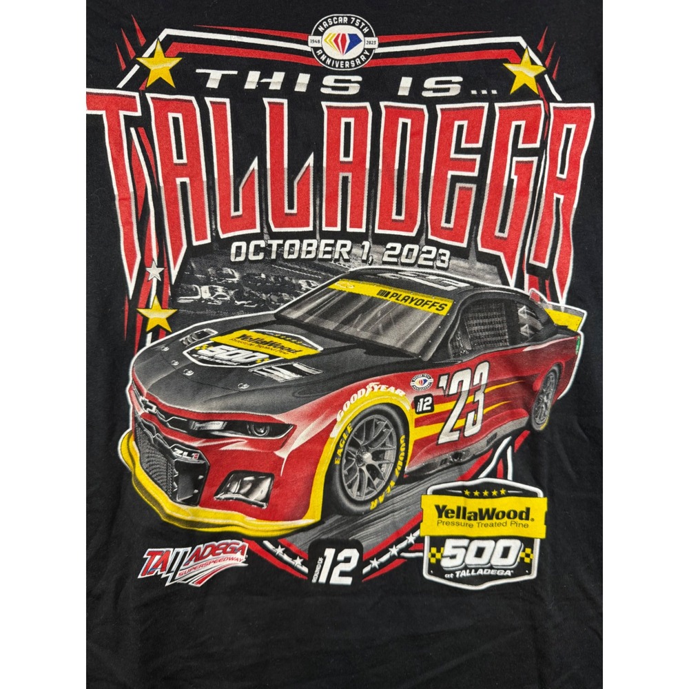 NASCAR T-Shirt Womens Medium Black V-Neck Talladega YellaWood 500 2023 Graphic - Picture 2 of 6
